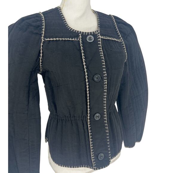 Anthropologie Quilted Puff Sleeve Jacket in Black - Picture 7 of 11